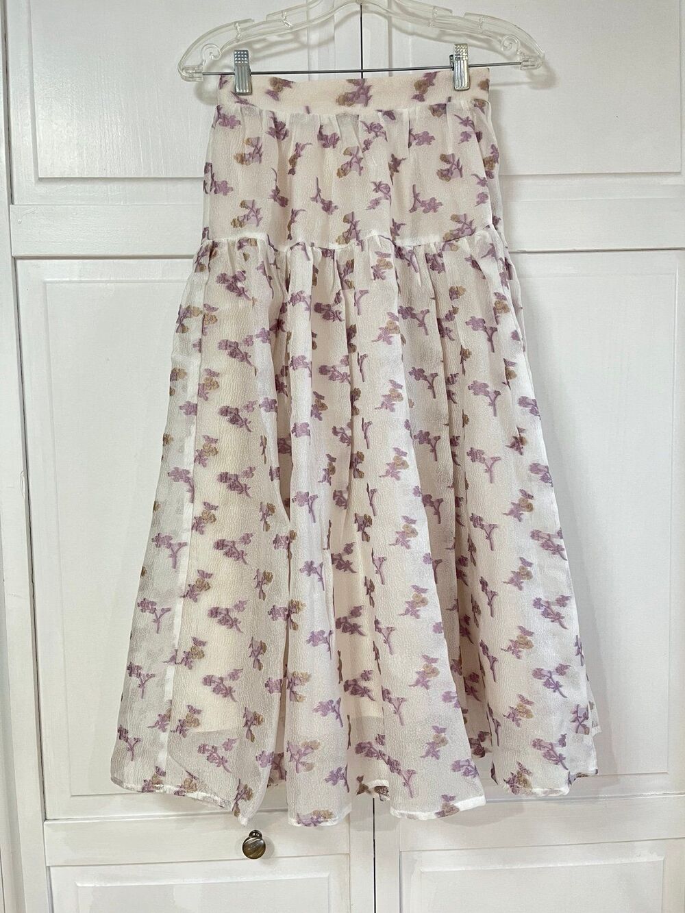 Lilac Floral A-Line Maxi Skirt Size Small - Picture 2 of 5